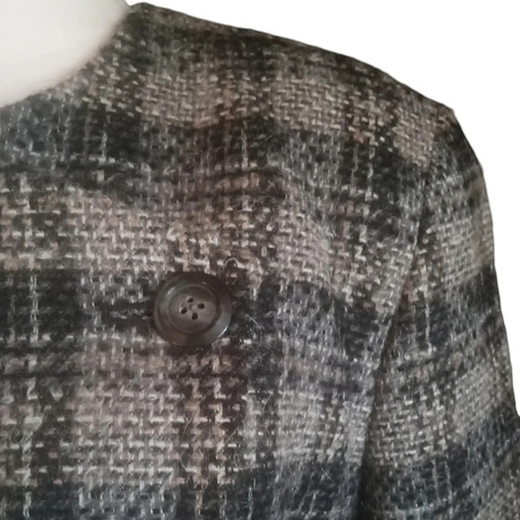 Pendleton Black Gray Buffalo Check Button Front 100% Virgin Wool Coat Size 12 - Picture 4 of 8